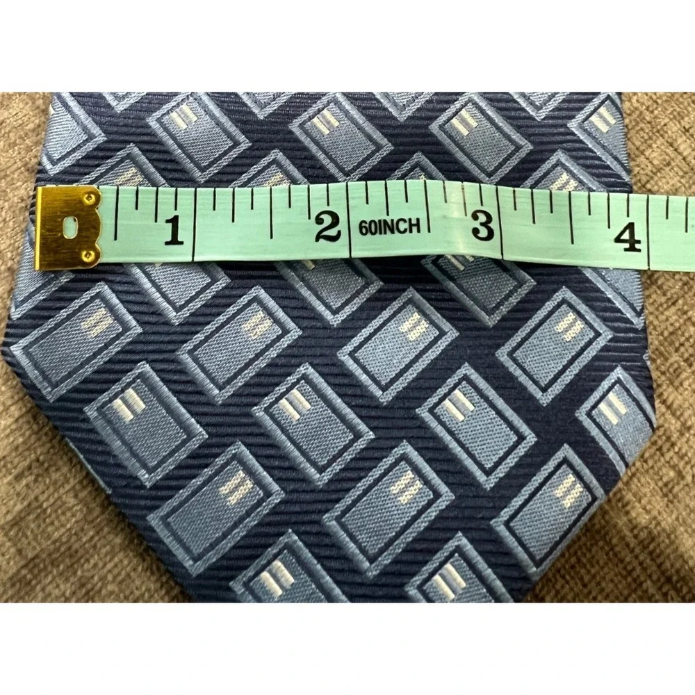 Innocenti for Tom‎ James Tie Mens Blue 100% Silk Geometric Necktie NEW $70